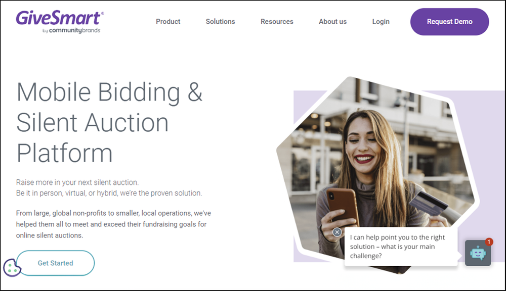 A screenshot of GiveSmart's auction management software page.