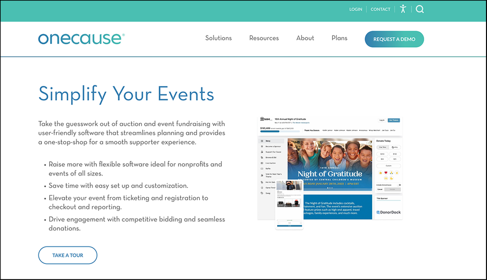 A screenshot of GiveSmart's auction management software page.